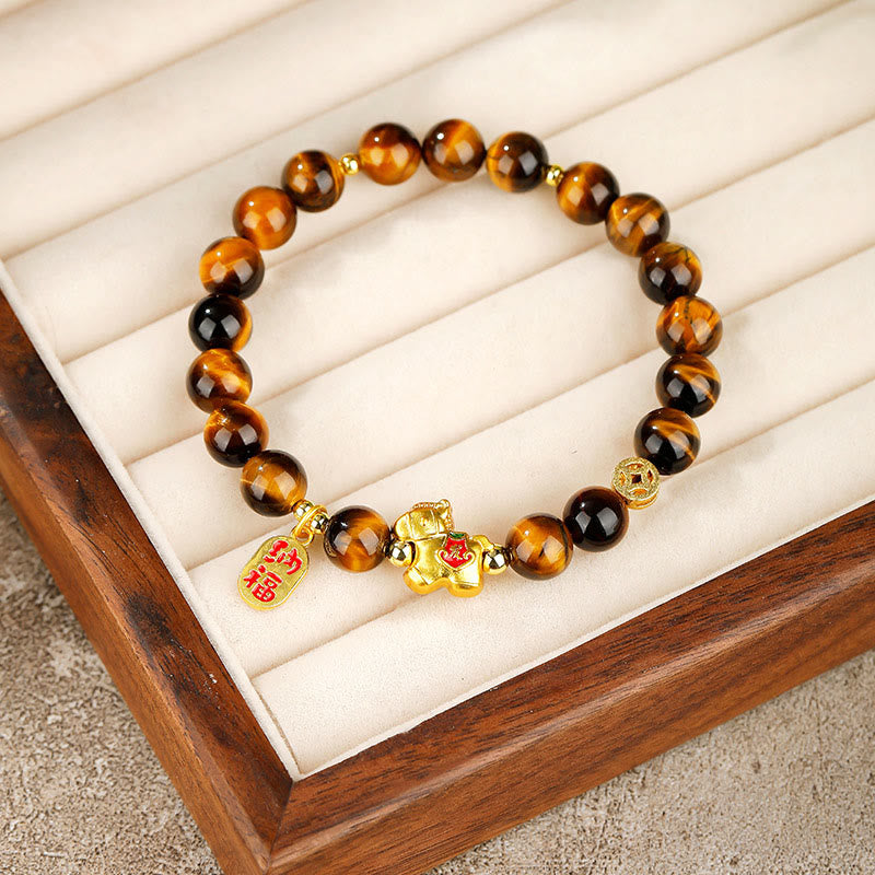 Buddha Stones Year Of The Horse Tiger Eye Courage Bracelet - image 1