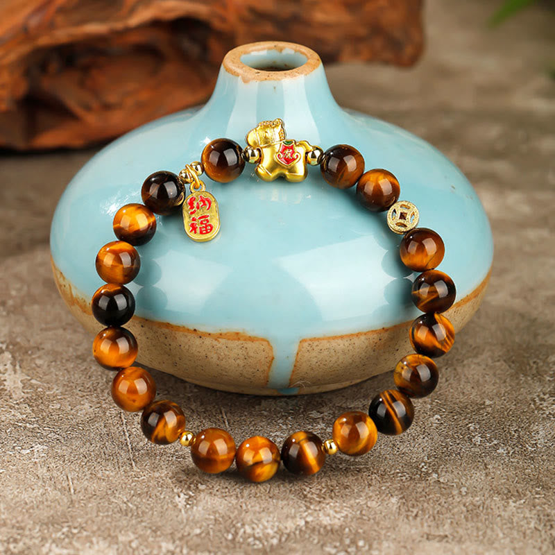 Buddha Stones Year Of The Horse Tiger Eye Courage Bracelet - image 2