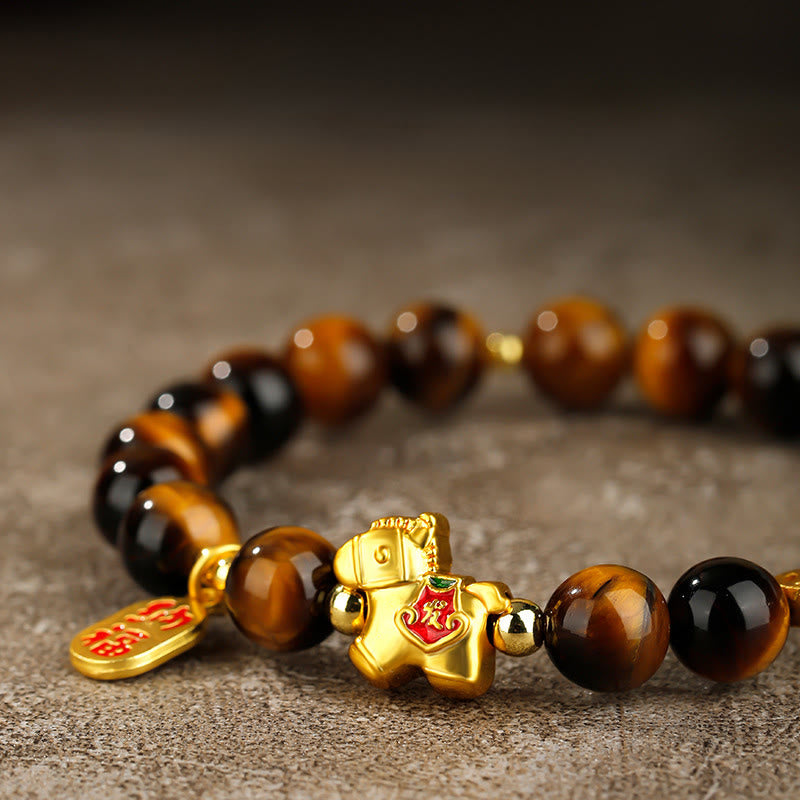Buddha Stones Year Of The Horse Tiger Eye Courage Bracelet - image 11