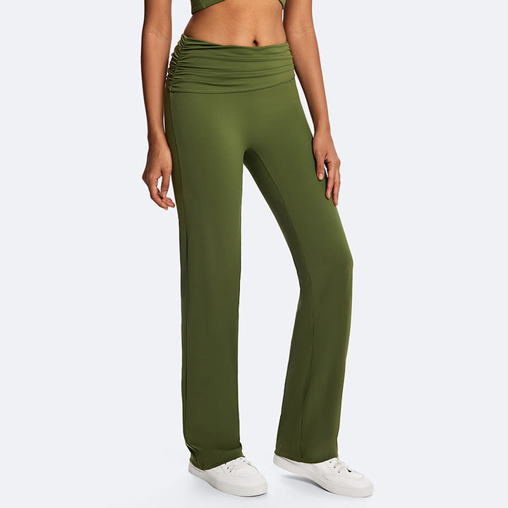 Buddha Stones Solid Crop Halter Backless Sleeveless Top Straight Leg Pants For Sports Fitness Yoga - OliveDrab(Pants Only) - US14，UK/AU18，EU46 (2XL) - image 10