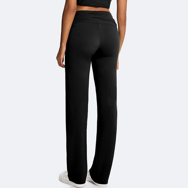 Buddha Stones Solid Crop Halter Backless Sleeveless Top Straight Leg Pants For Sports Fitness Yoga - image 24