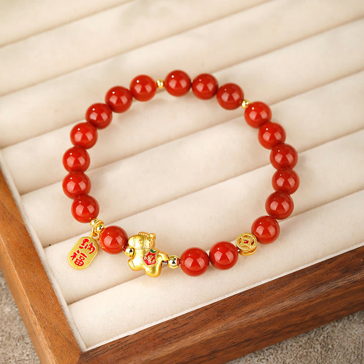 Buddha Stones Year Of The Horse South Red Agate Success Bracelet - image 1