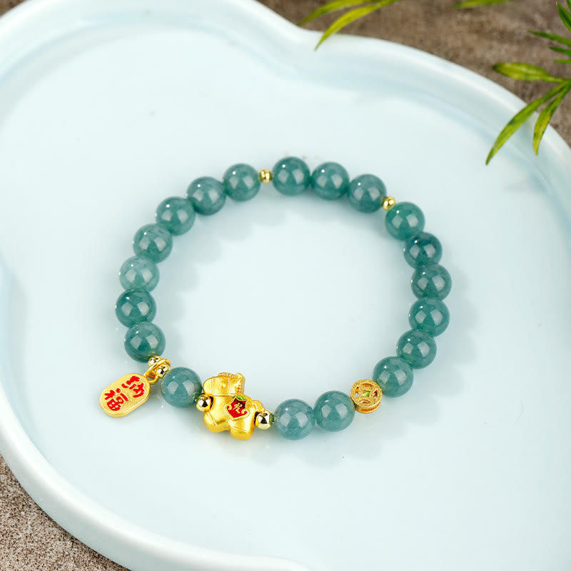 Buddha Stones Year Of The Horse Jade Prosperity Abundance Bracelet - image 1