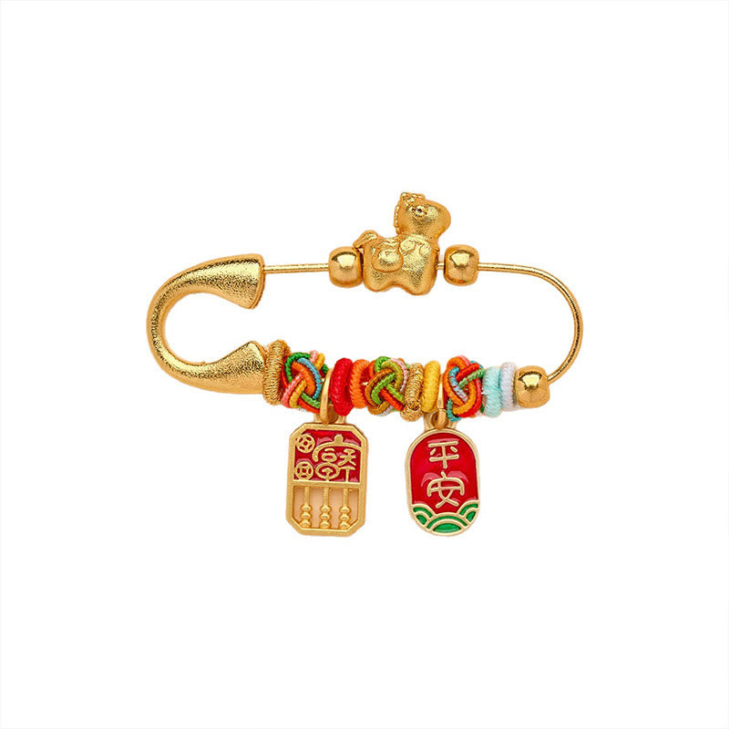 Buddha Stones Year Of The Horse Fu Character Lotus Attract Fortune Ruyi Handle Peace Buckle Luck Brooch - image 3