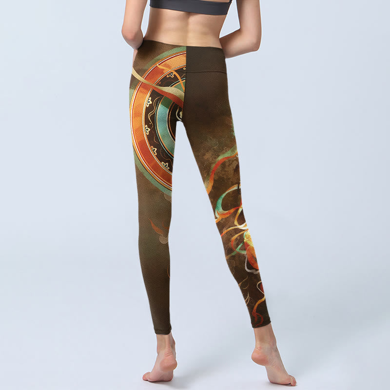 Buddha Stones Dunhuang Flying Apsaras Mandala Print Gym Leggings Women's Yoga Pants - image 6