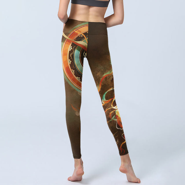 Buddha Stones Dunhuang Flying Apsaras Mandala Print Gym Leggings Women's Yoga Pants - image 6