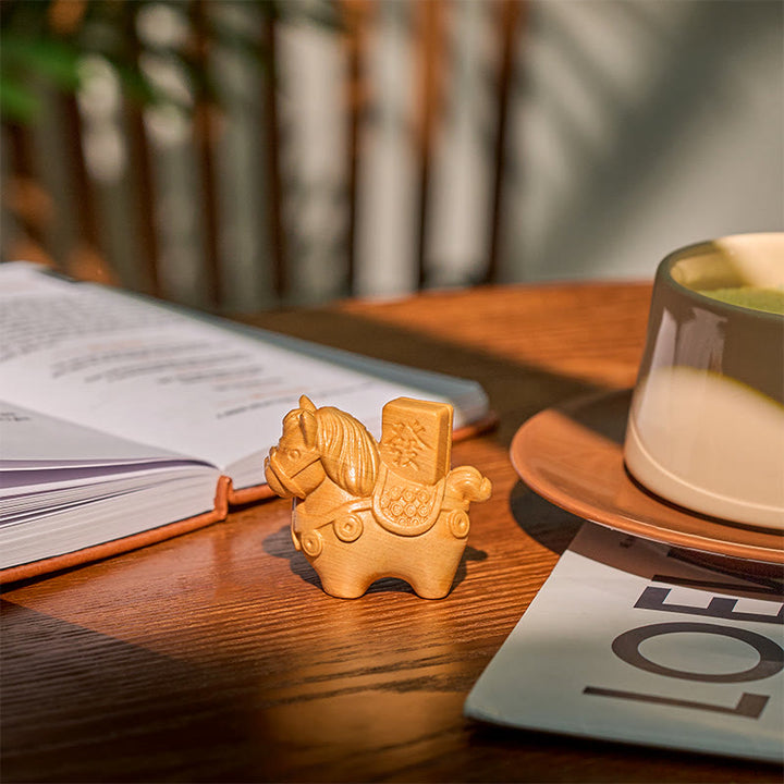 Buddha Stones Year of the Horse Get rich Green Sandalwood Small Leaf Red Sandalwood Linden Wood Animals Positive Decoration - image 11