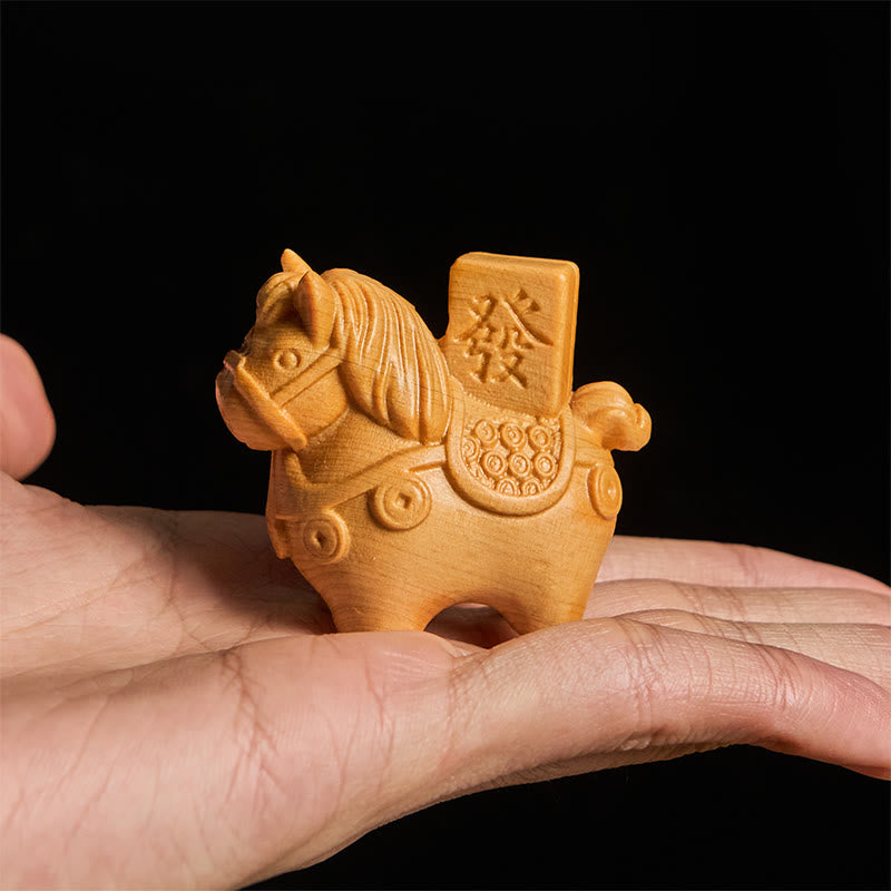 Buddha Stones Year of the Horse Get rich Green Sandalwood Small Leaf Red Sandalwood Linden Wood Animals Positive Decoration - image 12