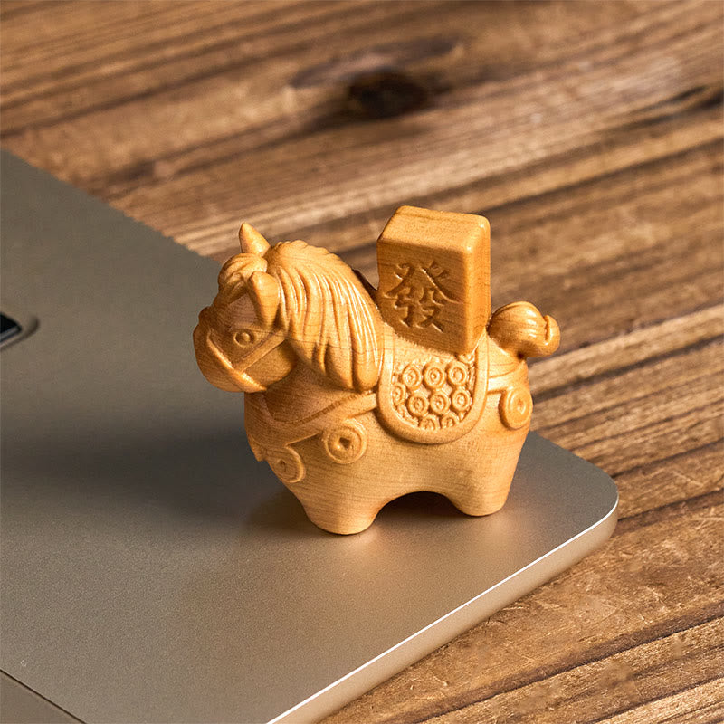 Buddha Stones Year of the Horse Get rich Green Sandalwood Small Leaf Red Sandalwood Linden Wood Animals Positive Decoration - image 10