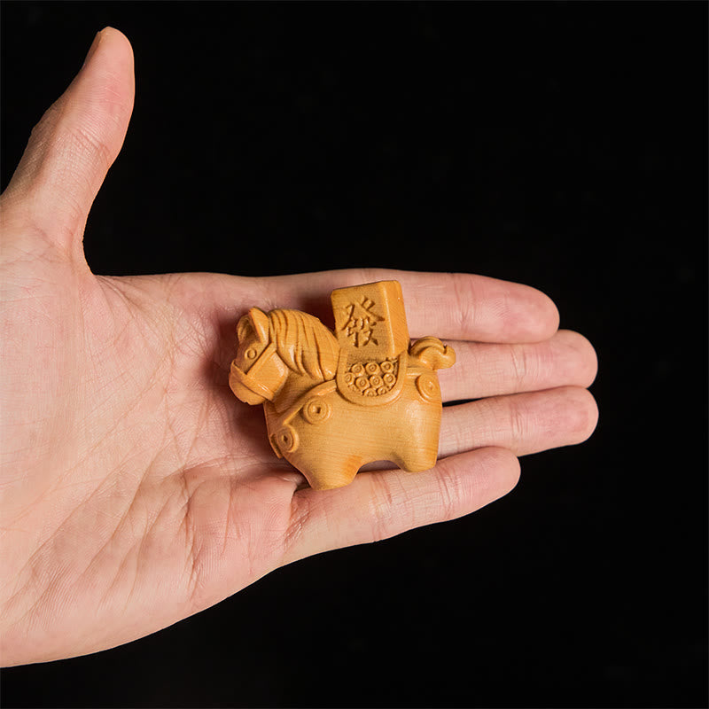 Buddha Stones Year of the Horse Get rich Green Sandalwood Small Leaf Red Sandalwood Linden Wood Animals Positive Decoration - image 13