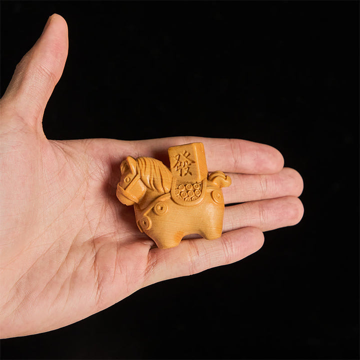 Buddha Stones Year of the Horse Get rich Green Sandalwood Small Leaf Red Sandalwood Linden Wood Animals Positive Decoration - image 13