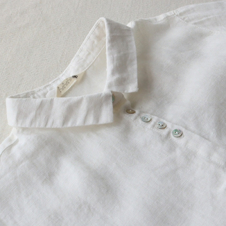 Buddha Stones Fall Solid Buttons Down Lapel Design Three Quarter Sleeve Women's Knee Length Dress With Pockets - image 6