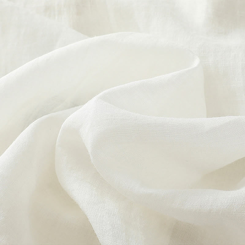 Buddha Stones Embroidery Pleated Design Stand Collar Three Quarter Sleeve Side Slit Hem Women's Cotton Shirt - image 23