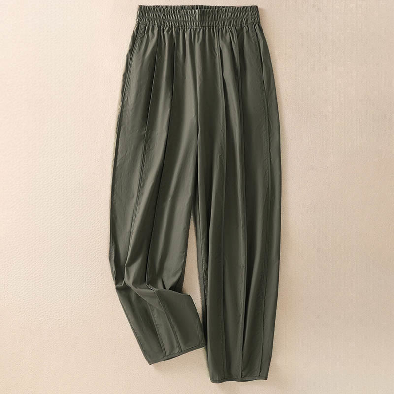 Buddha Stones Summer Simple Pure Color High Waisted Pleated Women's Harem Pants With Pockets - image 2