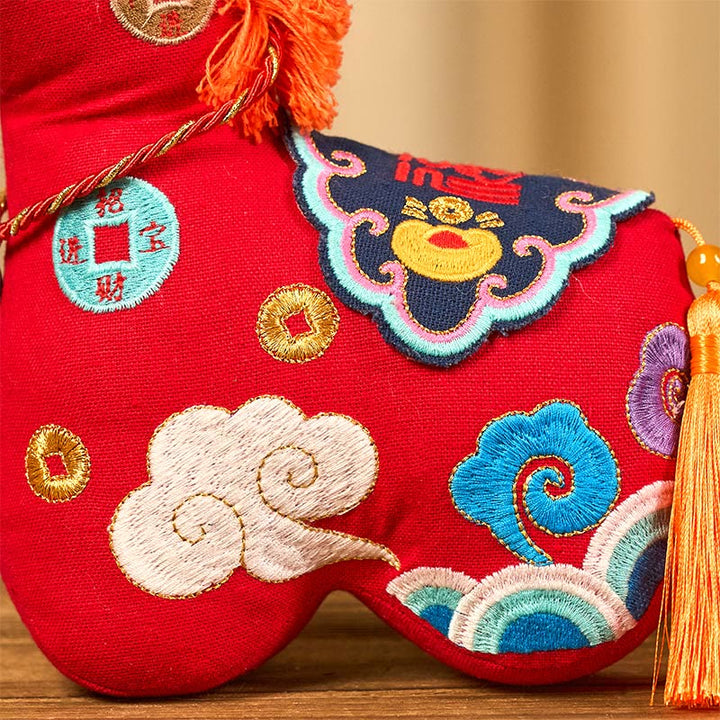Buddha Stones Year of the Horse Copper Red String Fu Character Embroidery Prosperity Home Decoration - image 16