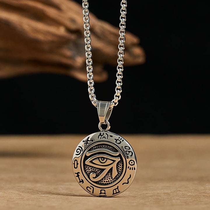 Buddha Stones Titanium Steel Evil Eye Balance Necklace Pendants - image 1