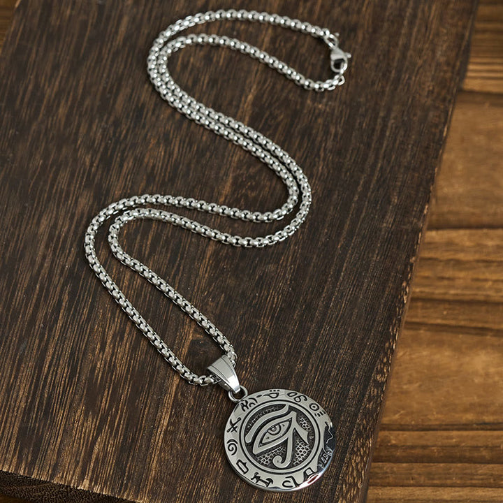 Buddha Stones Titanium Steel Evil Eye Balance Necklace Pendants - image 4