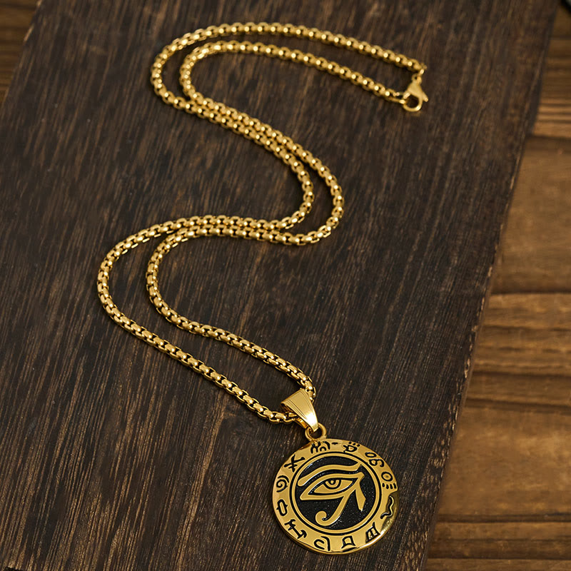 Buddha Stones Titanium Steel Evil Eye Balance Necklace Pendants - image 11