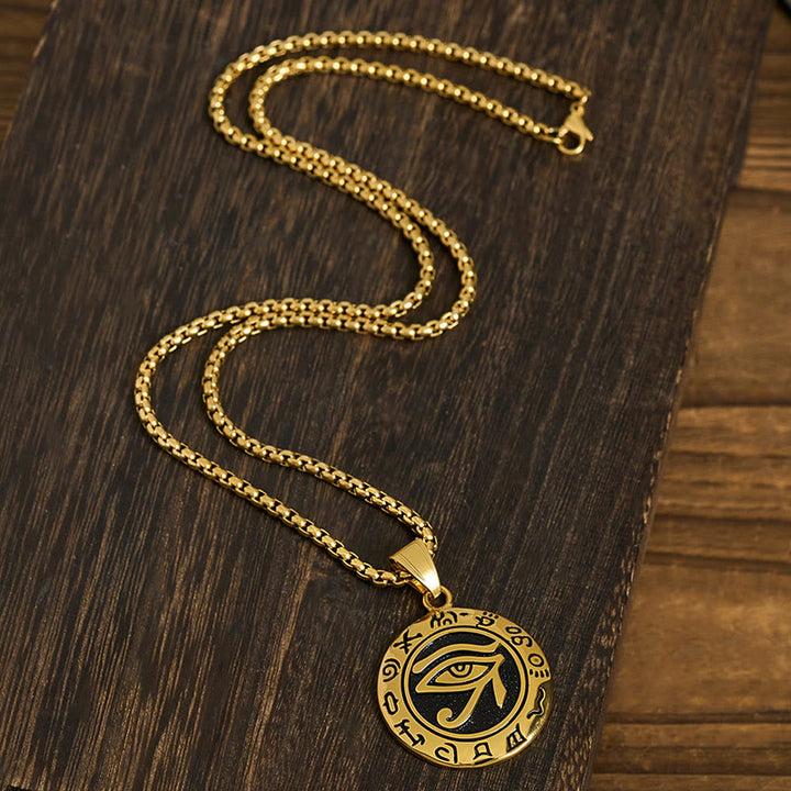 Buddha Stones Titanium Steel Evil Eye Balance Necklace Pendants - image 11