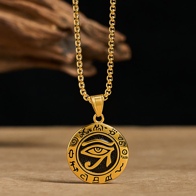 Buddha Stones Titanium Steel Evil Eye Balance Necklace Pendants - image 8