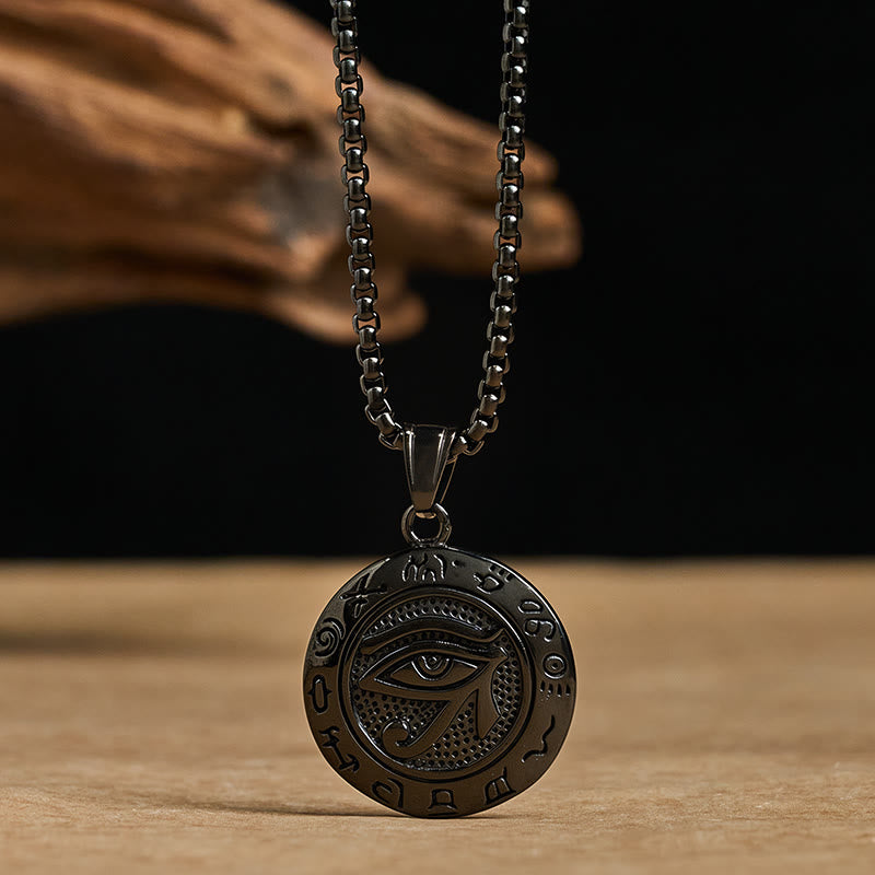 Buddha Stones Titanium Steel Evil Eye Balance Necklace Pendants - image 13