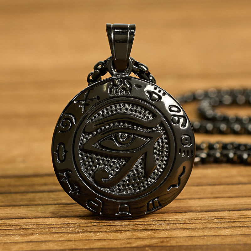 Buddha Stones Titanium Steel Evil Eye Balance Necklace Pendants - image 14