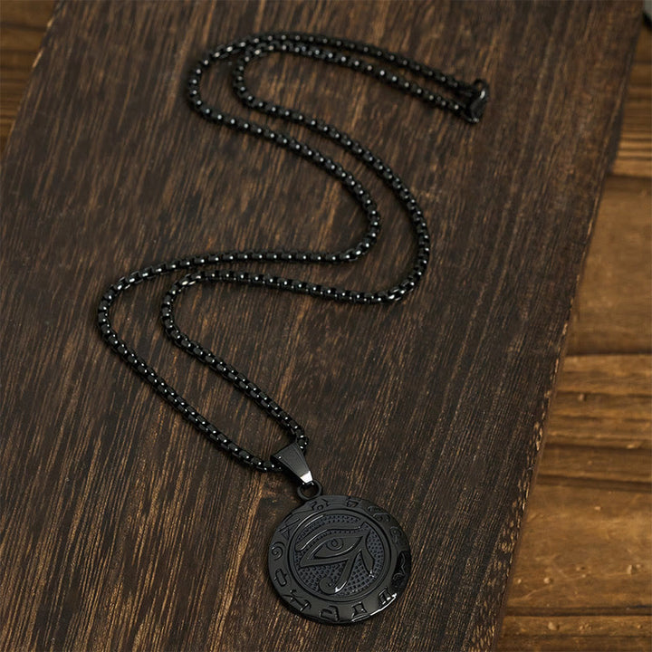 Buddha Stones Titanium Steel Evil Eye Balance Necklace Pendants - image 16