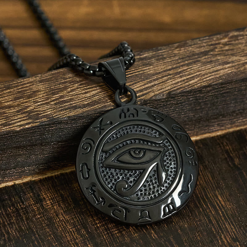 Buddha Stones Titanium Steel Evil Eye Balance Necklace Pendants - Black Titanium Steel Evil Eye - image 12