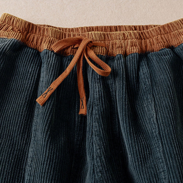 Buddha Stones Color Contrast Corduroy Cotton Women's Thermal Fleece-Lined Harem Pants With Pockets - image 30