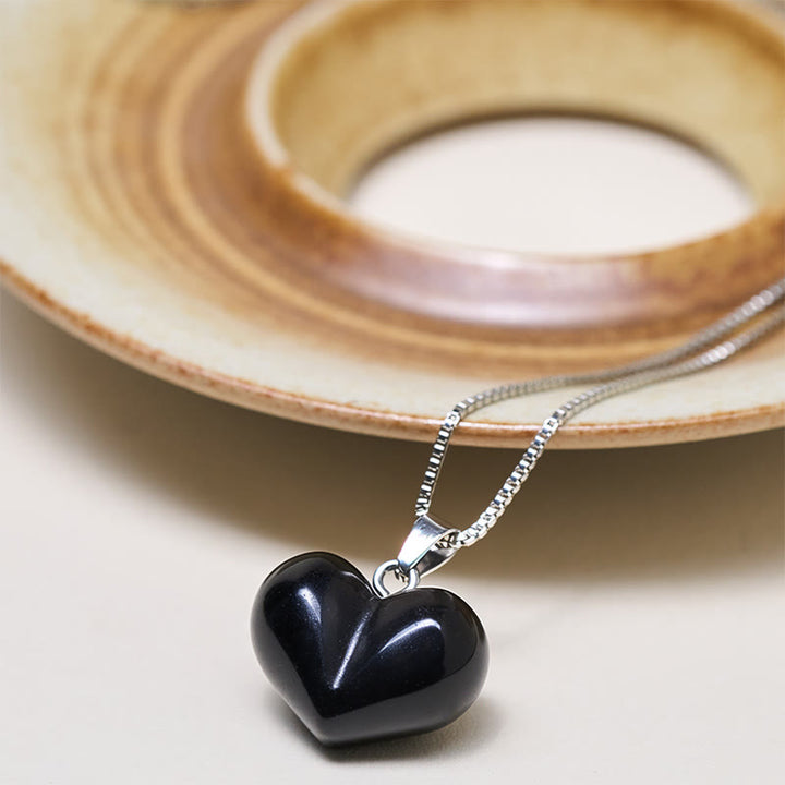 Buddha Stones Heart Design Amethyst Topaz Pink Crystal Opal Tiger Eye White Crystal Red Jasper Amazonite Green Aventurine Black Obsidian Citrine Balance Necklace Pendant - image 42