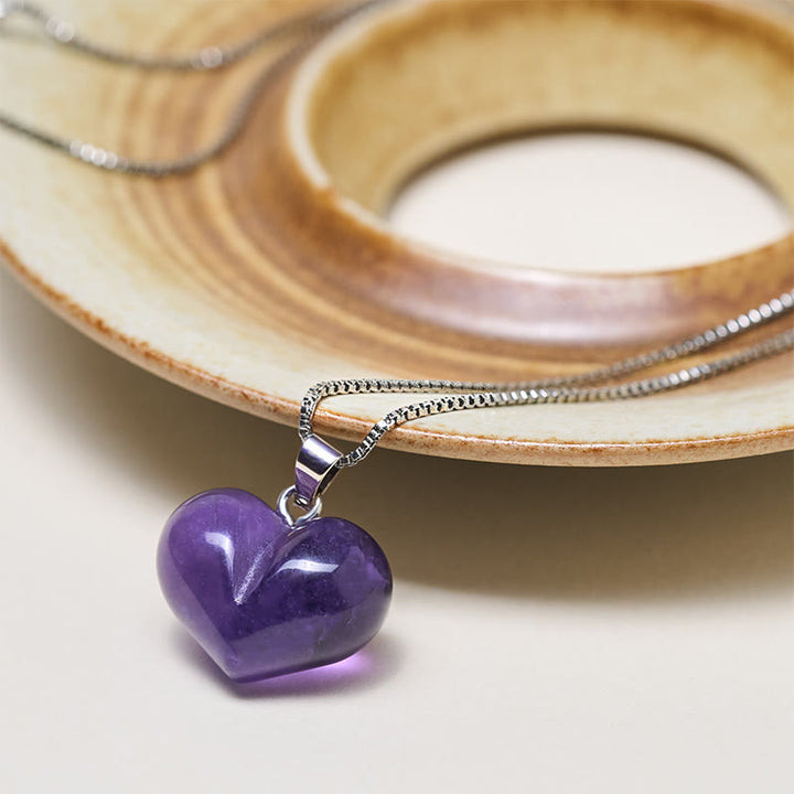 Buddha Stones Heart Design Amethyst Topaz Pink Crystal Opal Tiger Eye White Crystal Red Jasper Amazonite Green Aventurine Black Obsidian Citrine Balance Necklace Pendant - image 3