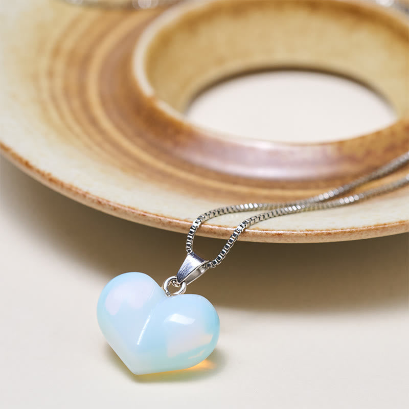 Buddha Stones Heart Design Amethyst Topaz Pink Crystal Opal Tiger Eye White Crystal Red Jasper Amazonite Green Aventurine Black Obsidian Citrine Balance Necklace Pendant - image 18