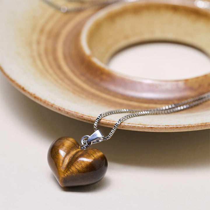 Buddha Stones Heart Design Amethyst Topaz Pink Crystal Opal Tiger Eye White Crystal Red Jasper Amazonite Green Aventurine Black Obsidian Citrine Balance Necklace Pendant - image 22