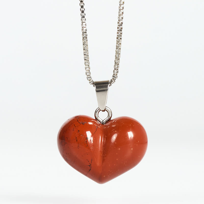 Buddha Stones Heart Design Amethyst Topaz Pink Crystal Opal Tiger Eye White Crystal Red Jasper Amazonite Green Aventurine Black Obsidian Citrine Balance Necklace Pendant - Red Jasper - image 28