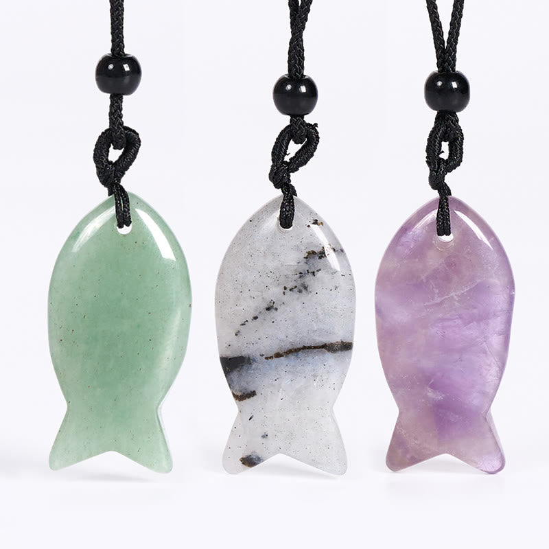 Buddha Stones Koi Fish Pink Crystal Indian Agate Amethyst Topaz Red Jasper Success Warmth Necklace Pendant - image 0