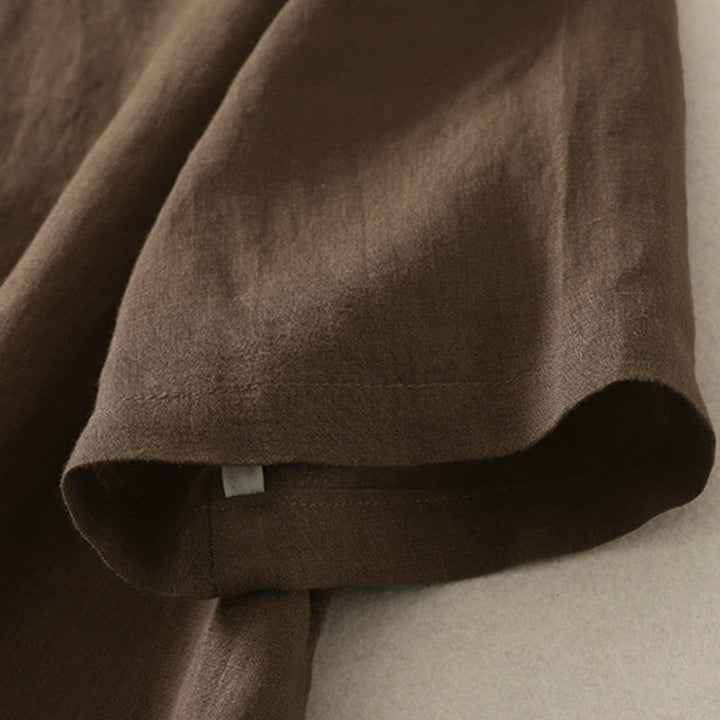 Buddha Stones Summer Solid Color V-Neck Buttons Simple Design Women's Short Sleeve Shirt - image 20