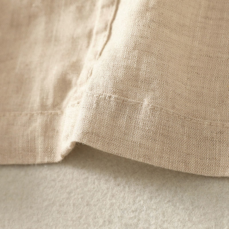 Buddha Stones Summer Solid Color V-Neck Buttons Simple Design Women's Short Sleeve Shirt - image 11