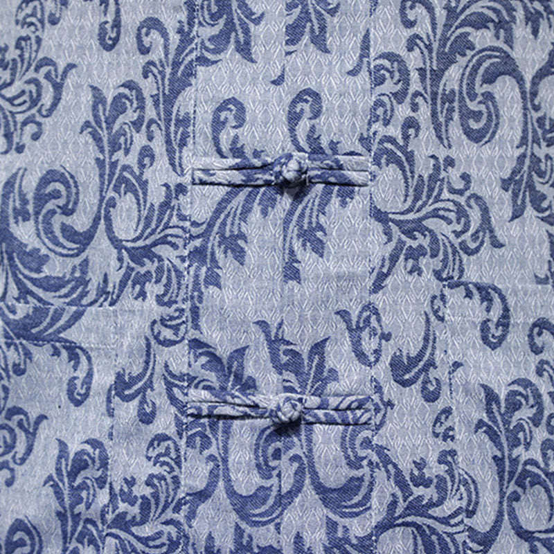 Buddha Stones Summer Floral Vine Pattern Tang Suit Men's Frog-Button Short Sleeve Shirt With Pockets - image 12