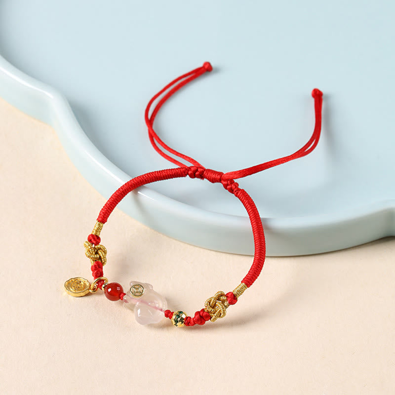 Buddha Stones Year Of The Horse Copper Sun Stone White Agate Red String Luck Bracelet - image 12
