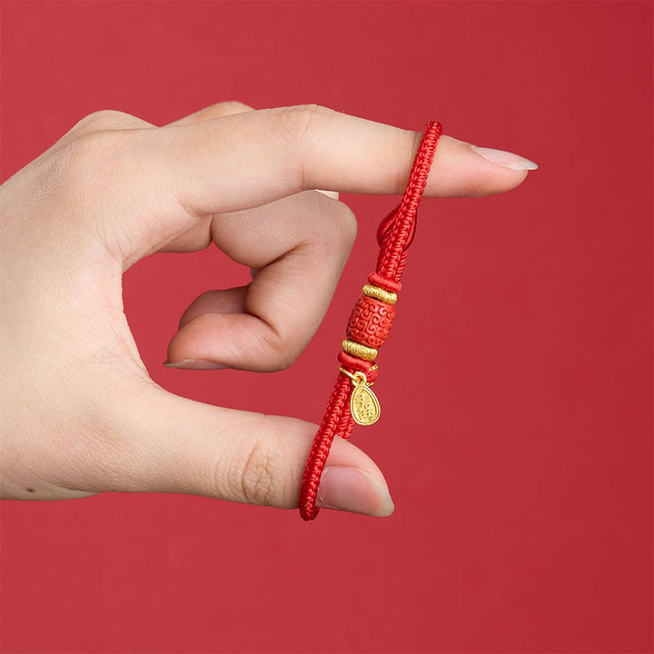 Buddha Stones Om Mani Padme Hum Fu Character Copper Red String Luck Bracelet - image 11