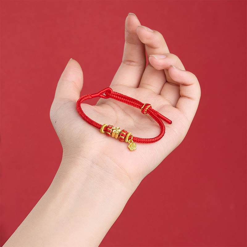 Buddha Stones Om Mani Padme Hum Fu Character Copper Red String Luck Bracelet - image 14
