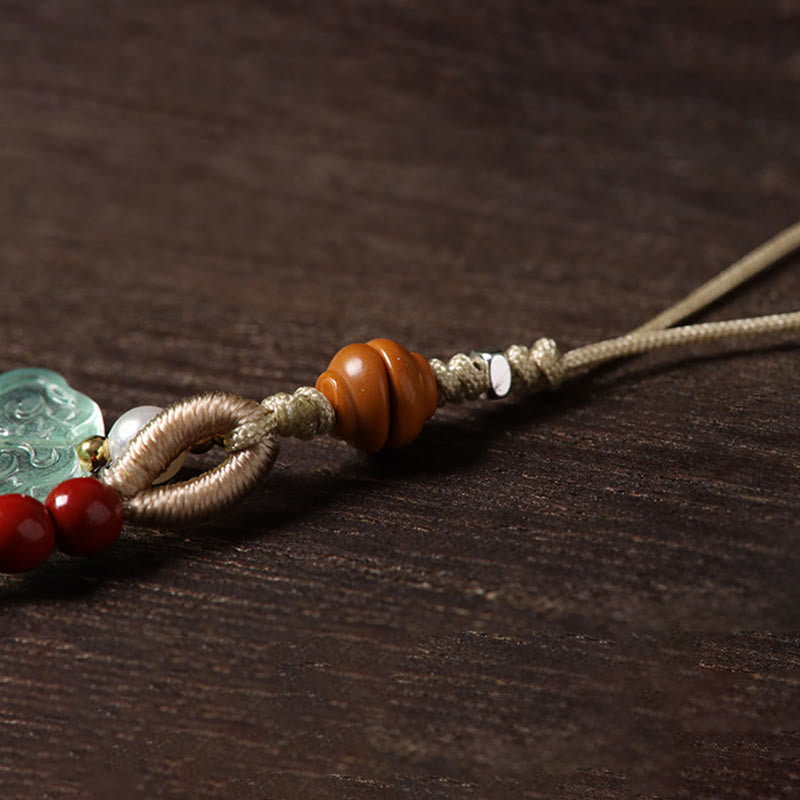 Buddha Stones Year of the Horse Copper Cinnabar Blue Chalcedony Red Agate Liuli Luck Phone Hanging Decoration - image 15