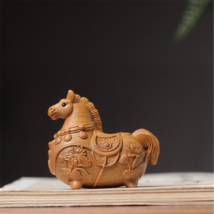 Buddha Stones Mini Year of the Horse Lotus Ebony Linden Wood Green Sandalwood Decoration 5.5*5*3.2cm - image 20