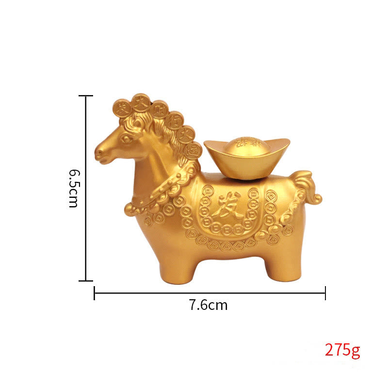 Buddha Stones "Hoping You Success and Good Luck" Year of the Horse Great Fortune Copper Coins Ingot Alloy Decoration Includes Gift Message Card - image 5