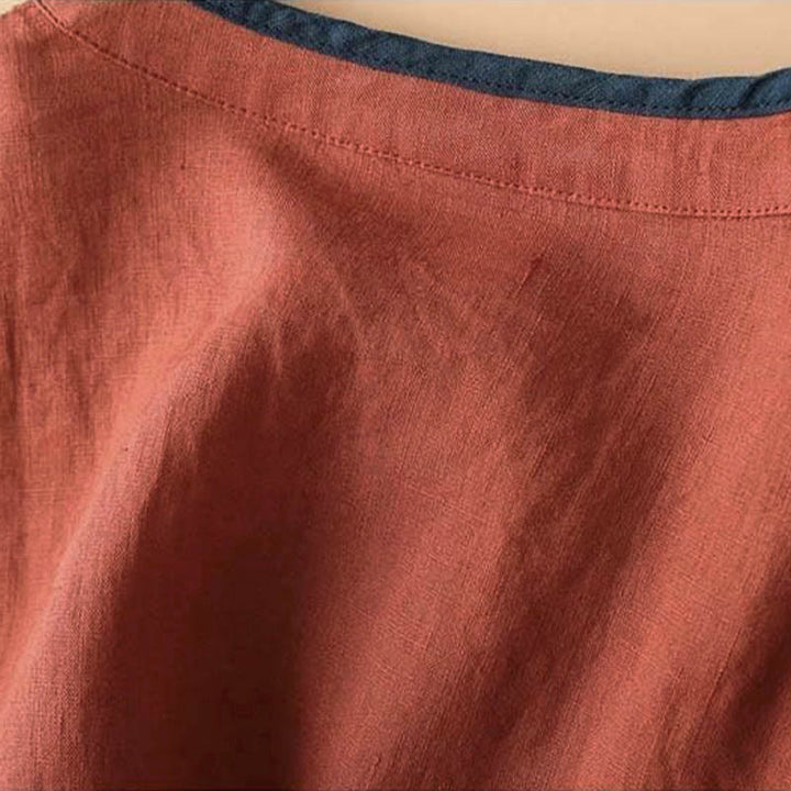 Buddha Stones Retro Flower Embroidery Design Long Sleeve Cotton Linen Women's Shirt - image 4