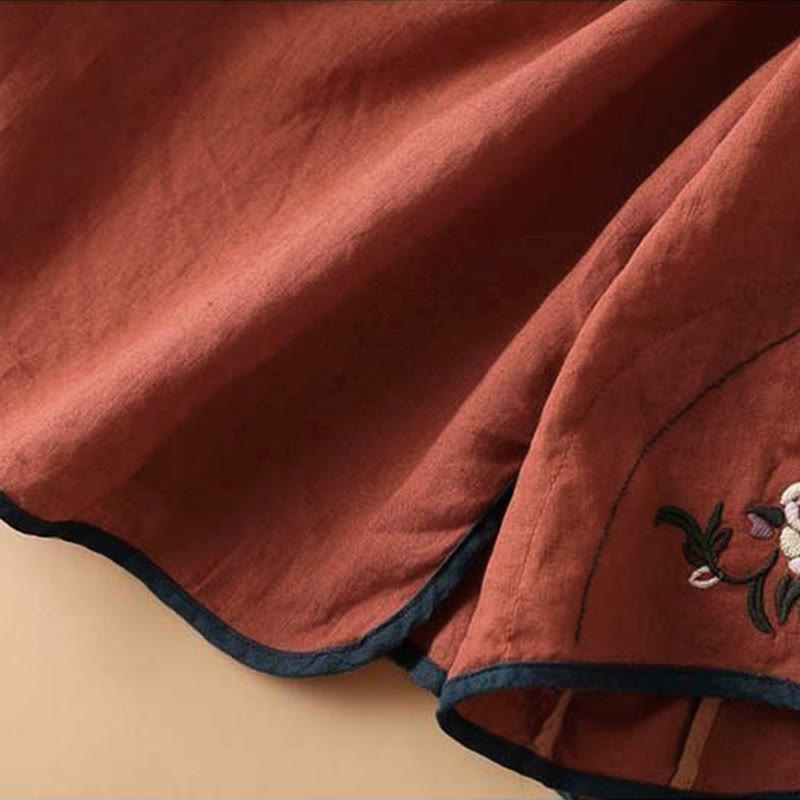 Buddha Stones Retro Flower Embroidery Design Long Sleeve Cotton Linen Women's Shirt - image 9