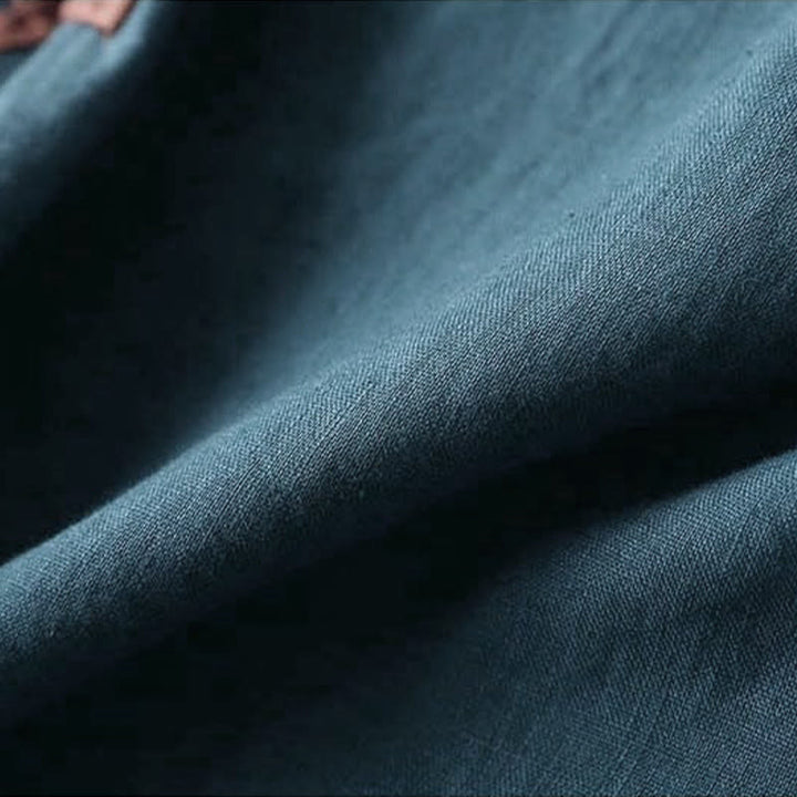 Buddha Stones Retro Flower Embroidery Design Long Sleeve Cotton Linen Women's Shirt - image 12