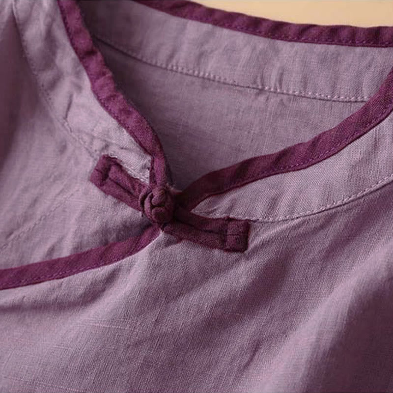 Buddha Stones Retro Flower Embroidery Design Long Sleeve Cotton Linen Women's Shirt - image 17