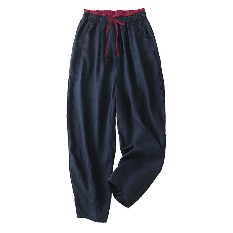 Buddha Stones Commute Color Blocking Design Women's Harem 7-8 Length Pants With Pockets - MidnightBlue - US8-10，UK/AU12-14，EU40-42 (2XL) - image 13