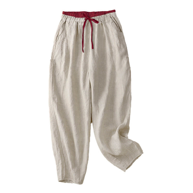 Buddha Stones Commute Color Blocking Design Women's Harem 7-8 Length Pants With Pockets - image 8